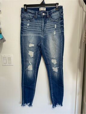 Womens BKE Distressed Dark Blue Skinny Jeans